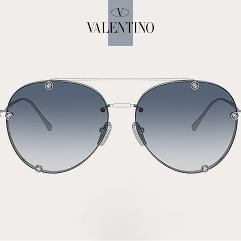 Valentino Silver Aviator Sunglasses